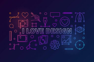 Tasarım vektör renkli yatay çizgi afiş seviyorum