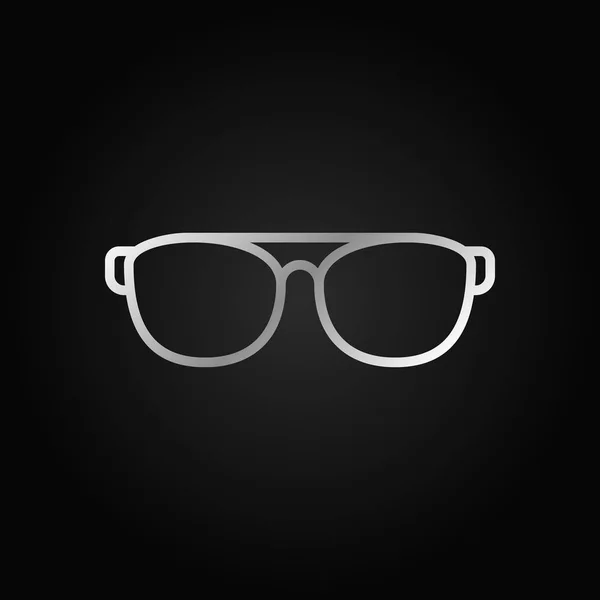 Vector de gafas icono de plata sobre fondo oscuro — Archivo Imágenes Vectoriales