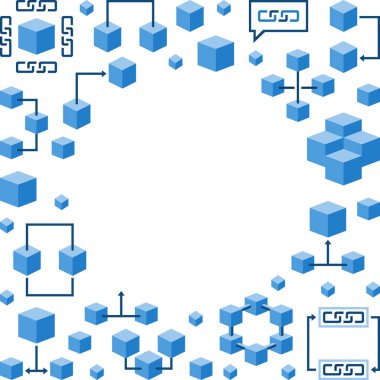Blockchain yuvarlak çerçeve. Vektör modern arka plan