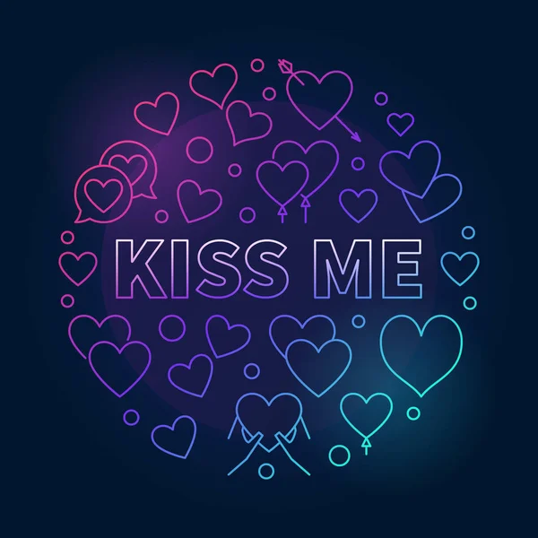 Kiss me round colorful outline vector illustration — Stock Vector