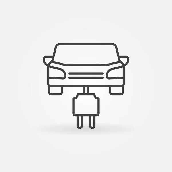 Car with plug line icon. Vector electric car concept line symbol — Stock Vector