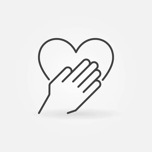 Ruce srdce koncept vektorový obrys ikonou — Stockový vektor