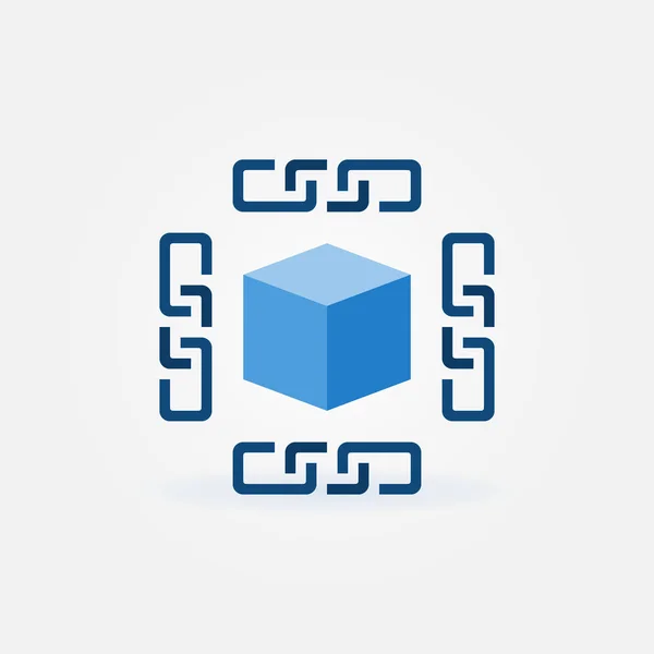 3D cube inside chain vector icon. Blockchain sign — Stock Vector