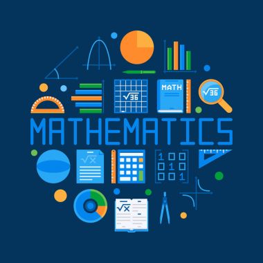 Matematik dairesel düz illüstrasyon. Vektör Matematik sembolü