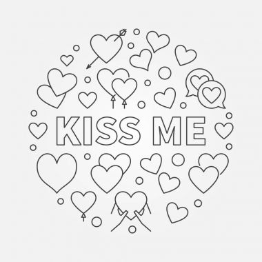 Resimde öp beni. Vektör aşk anahat simgesini