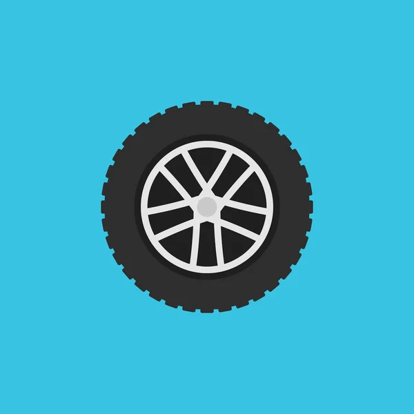 Hjulet platt symbol eller ikon. Vector rim tecken på blå bakgrund — Stock vektor