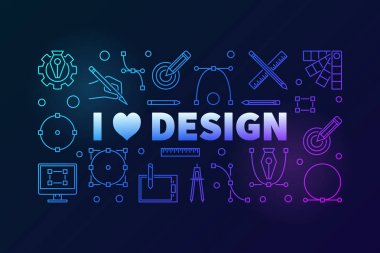 İllüstrasyon renkli grafik tasarım vektör seviyorum