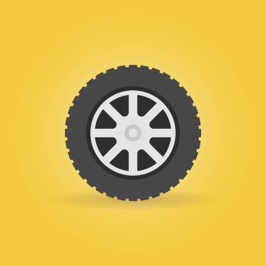 Araba tekerlek düz simgesi - vektör araba servisi sembolü