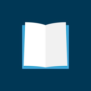 Düz açık kitap simgesini veya koyu mavi arka plan sembolü