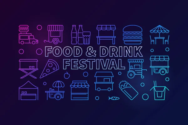 Eten en drinken festival gekleurde banner - vectorillustratie — Stockvector