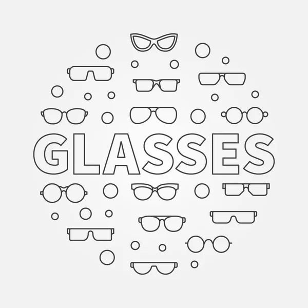Brýle kulaté čárová ilustrace. Vektoru symbol brýle — Stockový vektor