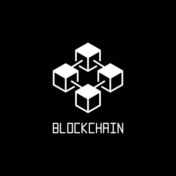 Icono de vector de concepto de tecnología blockchain blanco — Vector de stock