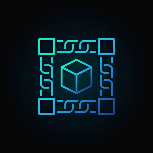 Blok keten technologie blauwe concept pictogram op donkere achtergrond — Stockvector
