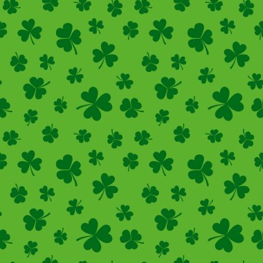 Yeşil yonca seamless modeli. Vektör shamrock arka plan