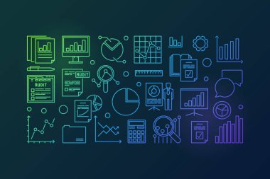 Finansal denetim vektör renkli anahat çizim
