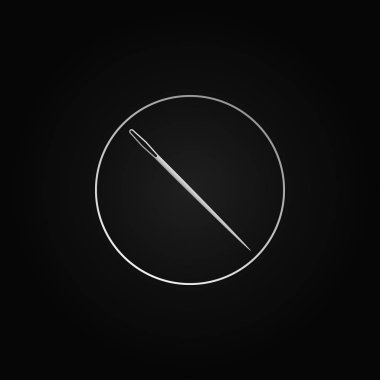 Daire vektör simge veya logosu öğesinde gümüş iğne