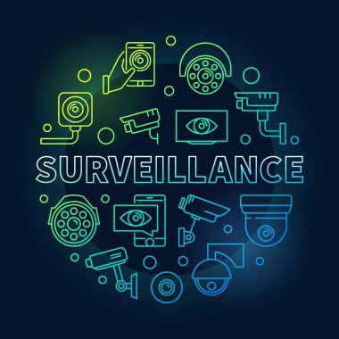 Gözetim vektör yuvarlak renkli anahat illüstrasyon