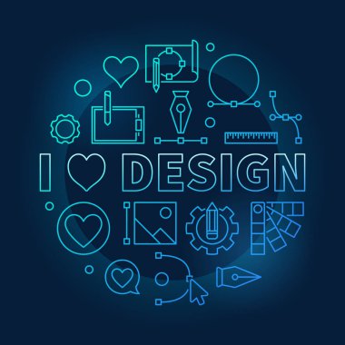 Mavi vektör kavramı yuvarlak çizgi simgesi tasarım seviyorum