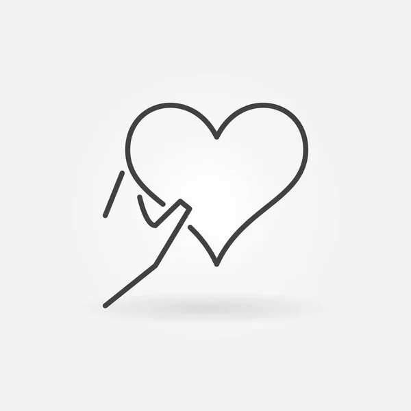 Heart in hand outline icon. Charity vector symbol — Stock Vector