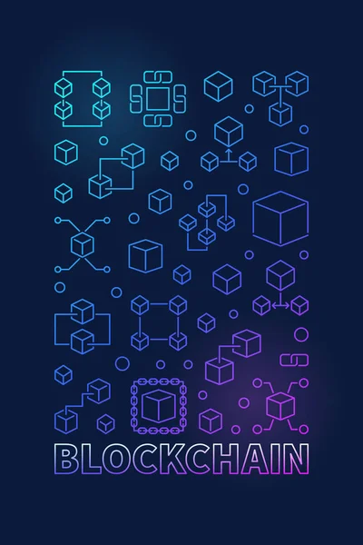 Blockchain colorido poster vertical ou ilustração — Vetor de Stock