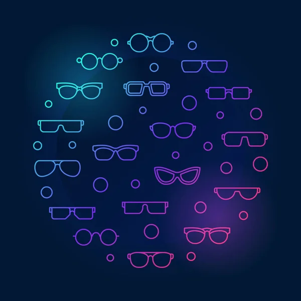 矢量眼镜圆形彩色概念大纲插图 — 图库矢量图片