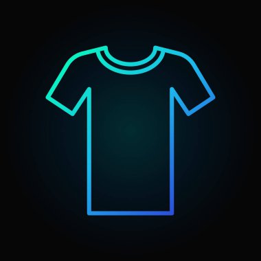 Tshirt mavi anahat simgesi. Vektör t-shirt simgesi