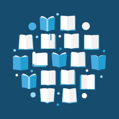 Kitap yaratıcı dairesel illüstrasyon - vektör kitap yuvarlak işareti