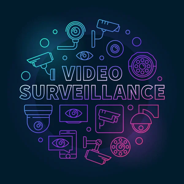 Video surveillance vector colored round illustration — Stock Vector