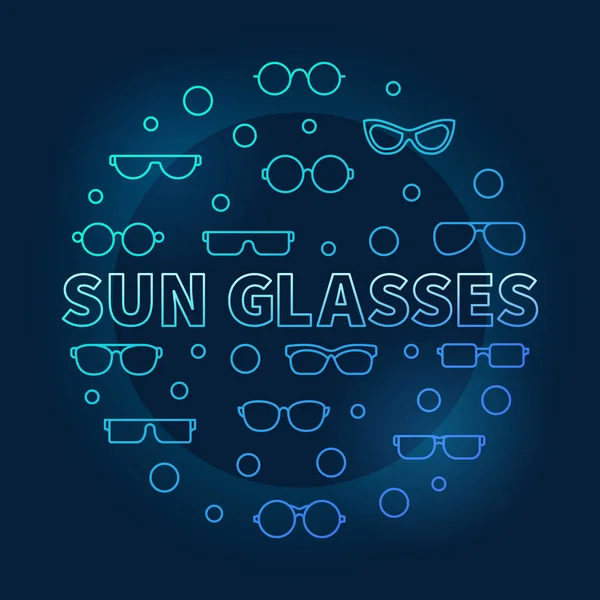太陽メガネ青いベクトル円形アイコン イラスト — ストックベクタ