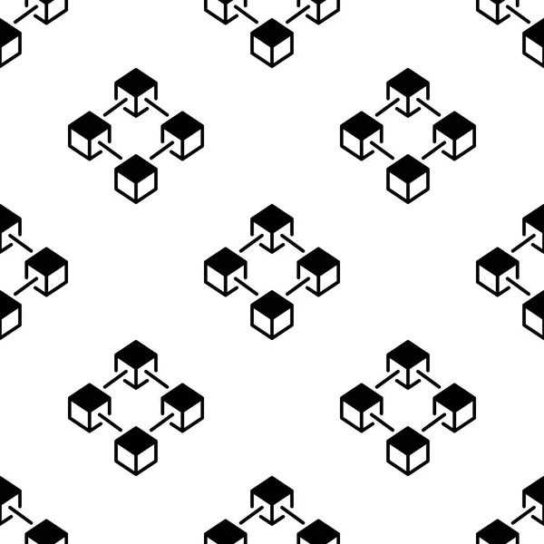 Blockchain шаблон - векторные кубики цепи блока фона — стоковый вектор