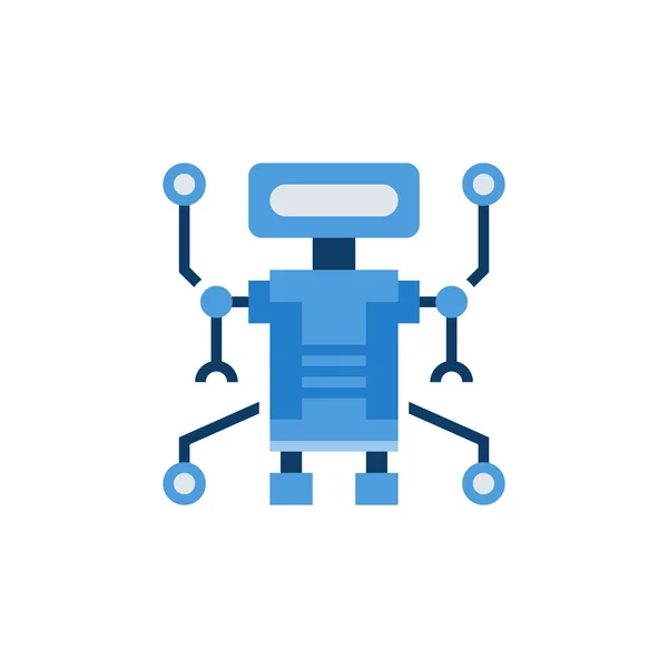 Robot icono plano azul sobre fondo blanco — Archivo Imágenes Vectoriales