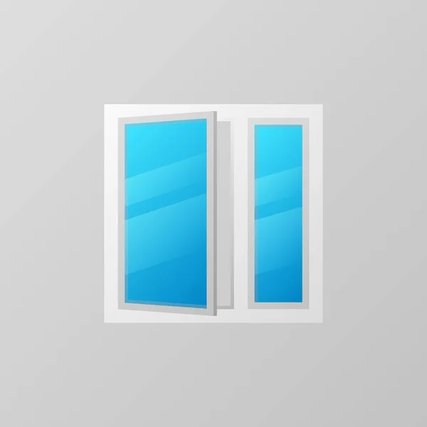 青の明るいガラス ベクトル アイコンの付いたプラスチック ウィンドウ — ストックベクタ
