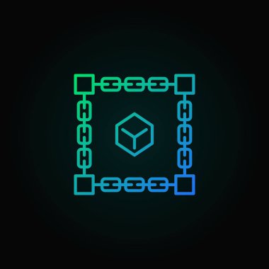 Blockchain renkli işaret içinde küp. Vektör bloğu zinciri sembolü