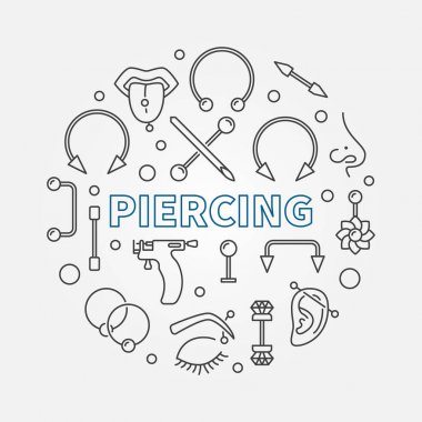 Dairesel kavramı vektör çizim ince çizgi stilinde piercing