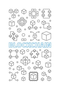 Blockchain teknoloji dikey arka plan veya poster