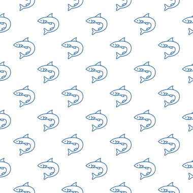 Somon mavi balık kavramı satır Dikişsiz desen vektör