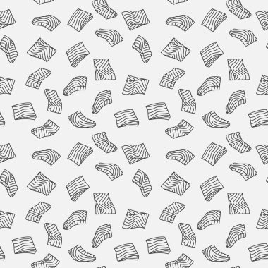 Vektör en az anahat seamless modeli somon fileto