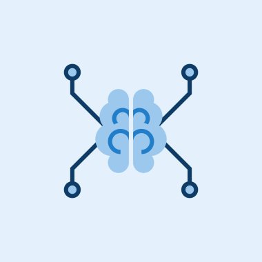 Devre dijital beyin simgesi. Vektör makine öğrenme sembolü 