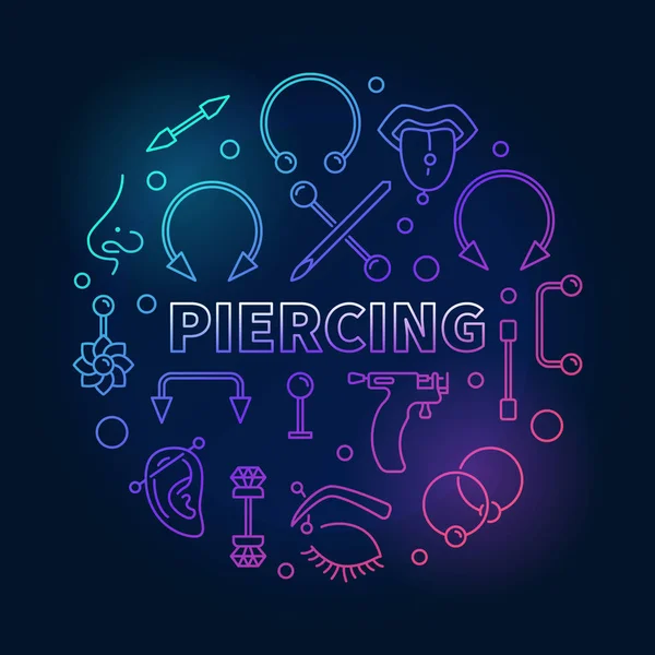 Colored piercing circular vector illustration in thin line style — Stock Vector