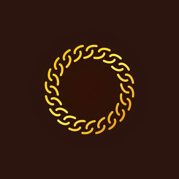Chaîne dorée contour rond vectoriel icône ou élément logo — Image vectorielle