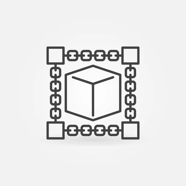 Cube inuti blockchain. Block chain teknik vektor symbol — Stock vektor