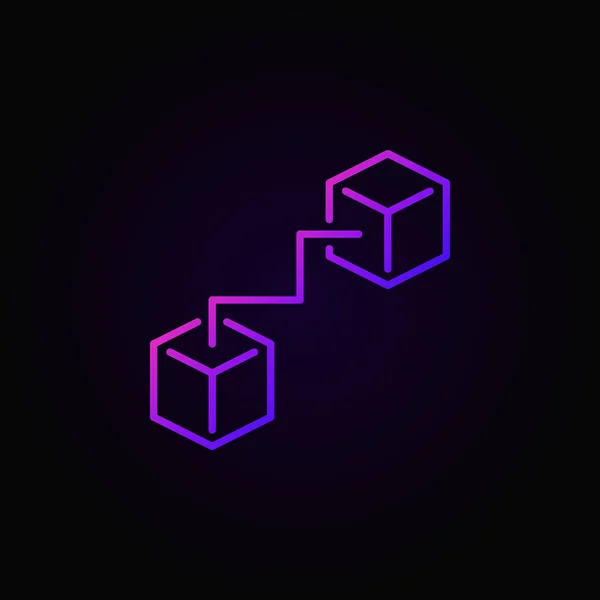 Dos cubos conectados icono púrpura - vector blockchain logo — Vector de stock