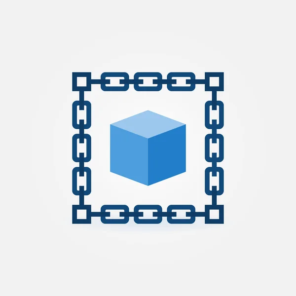 Ketting met blauwe kubus vector pictogram. Blockchain concept teken — Stockvector