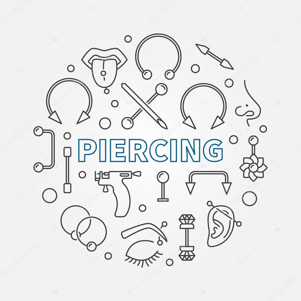 Piercing circular concept vector illustration in thin line style