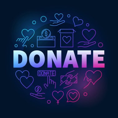 Vektör renkli yuvarlak anahat resimde bağış