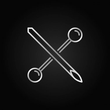 Halter iğne anahat vektör gümüş simgesini veya logosu ile piercing