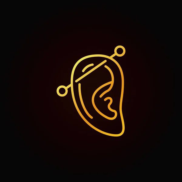 Oor piercing dunne lijn gouden pictogram of overzichtssymbool — Stockvector