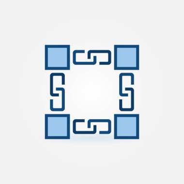 En az blockchain teknoloji simgesini veya logo öğesi