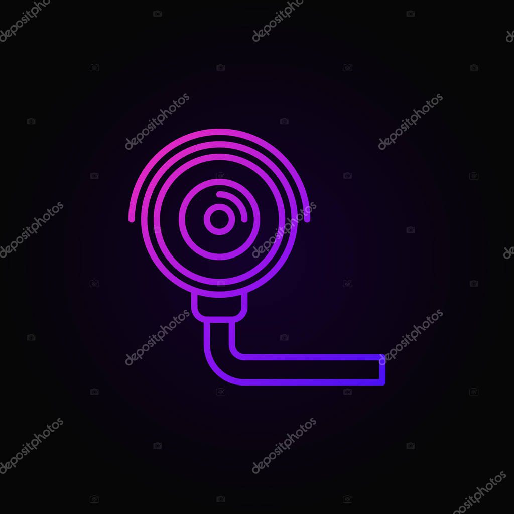 Security camera colored line icon - vector CCTV concept symbol or logo element in outline style on dark background