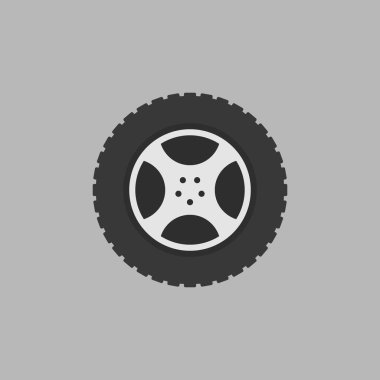 Düz araba RIM vektör izole simgesi gri arka plan üzerinde